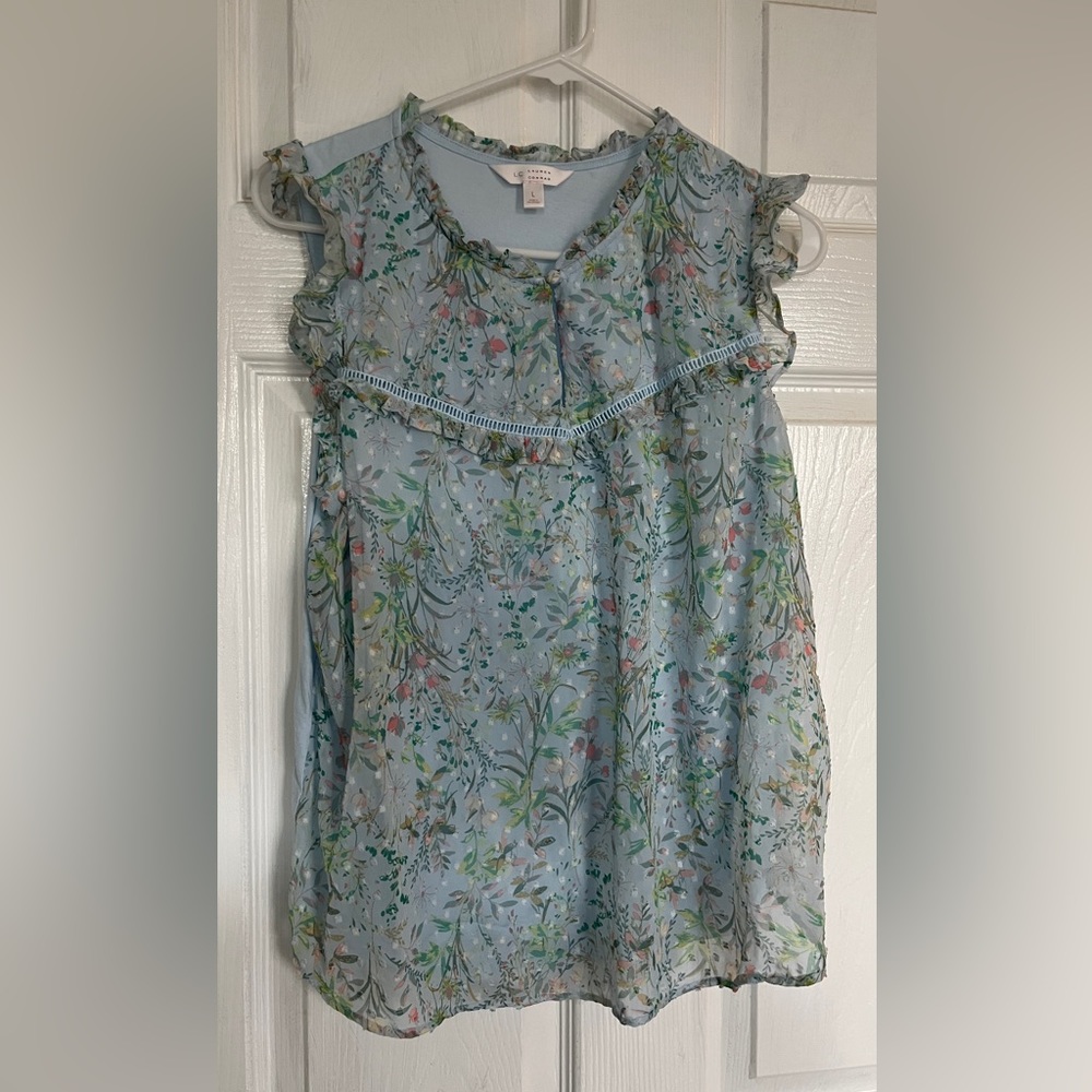 Blue Floral Sleeveless Top By Lauren Conrad